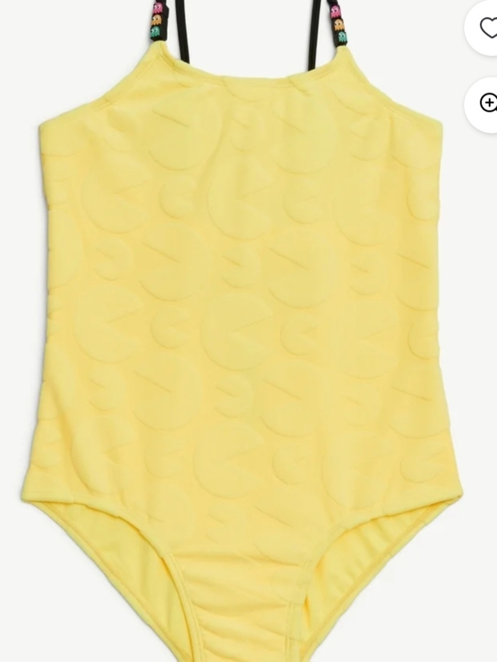 Pacman X Justice Yellow Terry Textured One-Piece Swimsuit - L 12/14  NWT